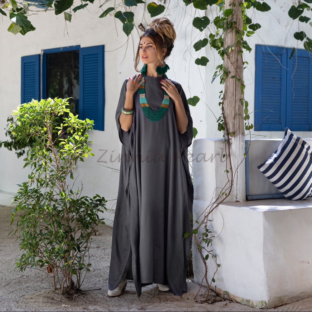 Rosa Dress Kaftan Printed Women Beach Coverups Boho Abaya Gown Festival Dress